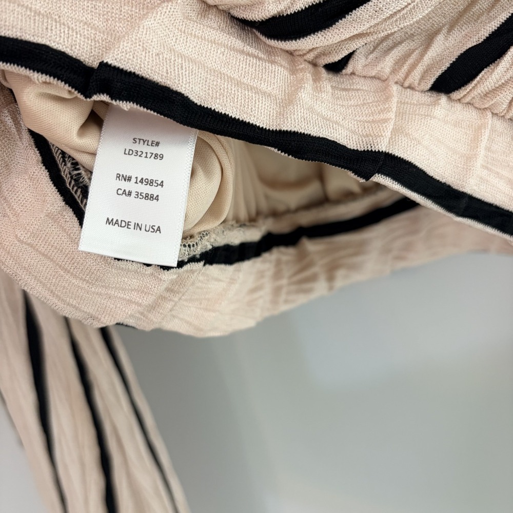SAGE The Label Made in USA Striped Black Cream Cropped Top Women's Size M - Picture 5 of 6